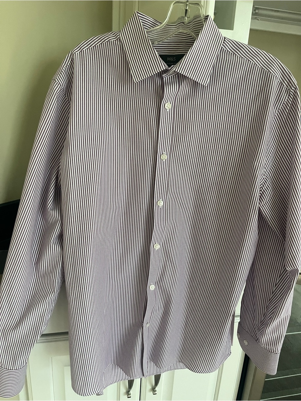 Men's Purple Striped Dress Shirt 16” neck regular fit. Like new!